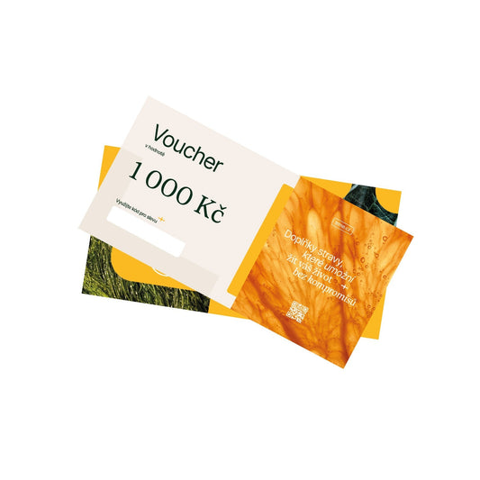 Elektronický dárkový voucher s unikátním kódem a platností 1 rok na produkty z nabídky