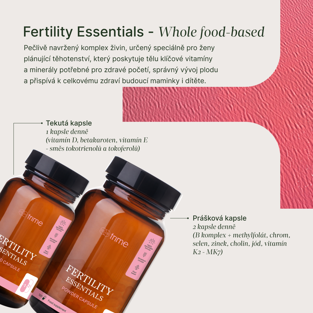 Fertility Essentials multivitamíny podporující plodnost a zdravý vývoj plodu s čistým složením a bioaktivním folátem