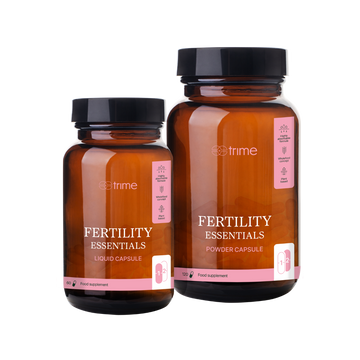 Fertility Essentials multivitamín pro podporu plodnosti a zdravý vývoj plodu s obsahem práškových a tekutých kapslí