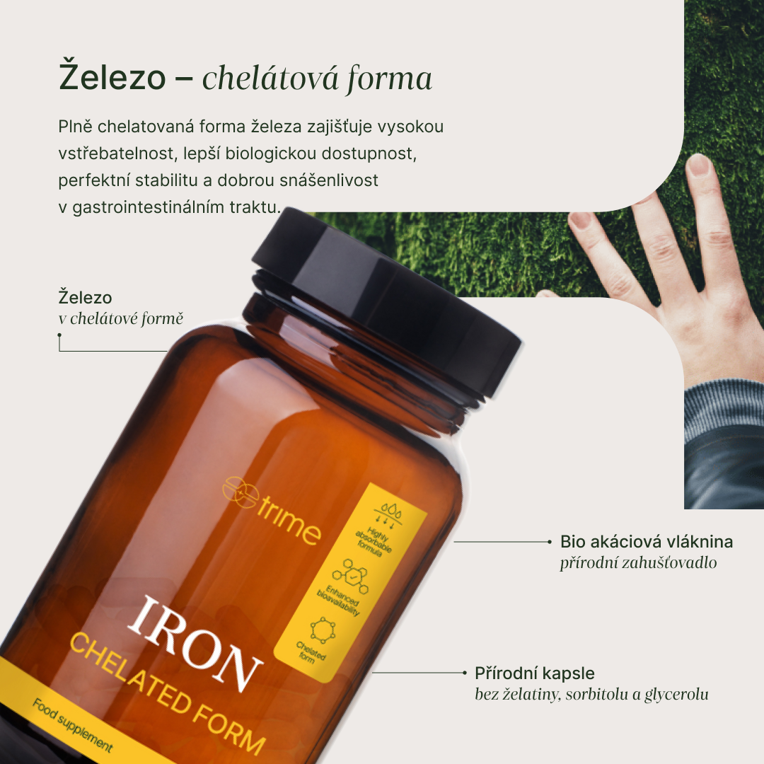 Železo ve formě bisglycinátu železnatého pro tvorbu červených krvinek a podporu imunitního systému