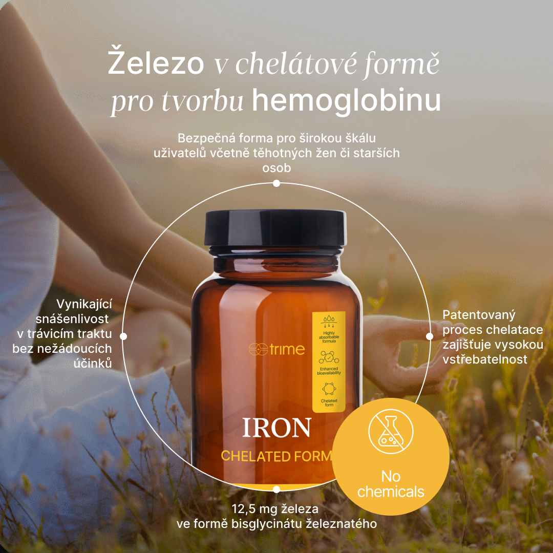 Kapsle železa ve formě bisglycinátu železnatého pro lepší vstřebatelnost a podporu imunitního systému