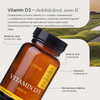 Vitamín D3 2000 IU z mořské řasy Algae pro podporu imunity, zdraví kostí a zubů, veganský a bez GMO