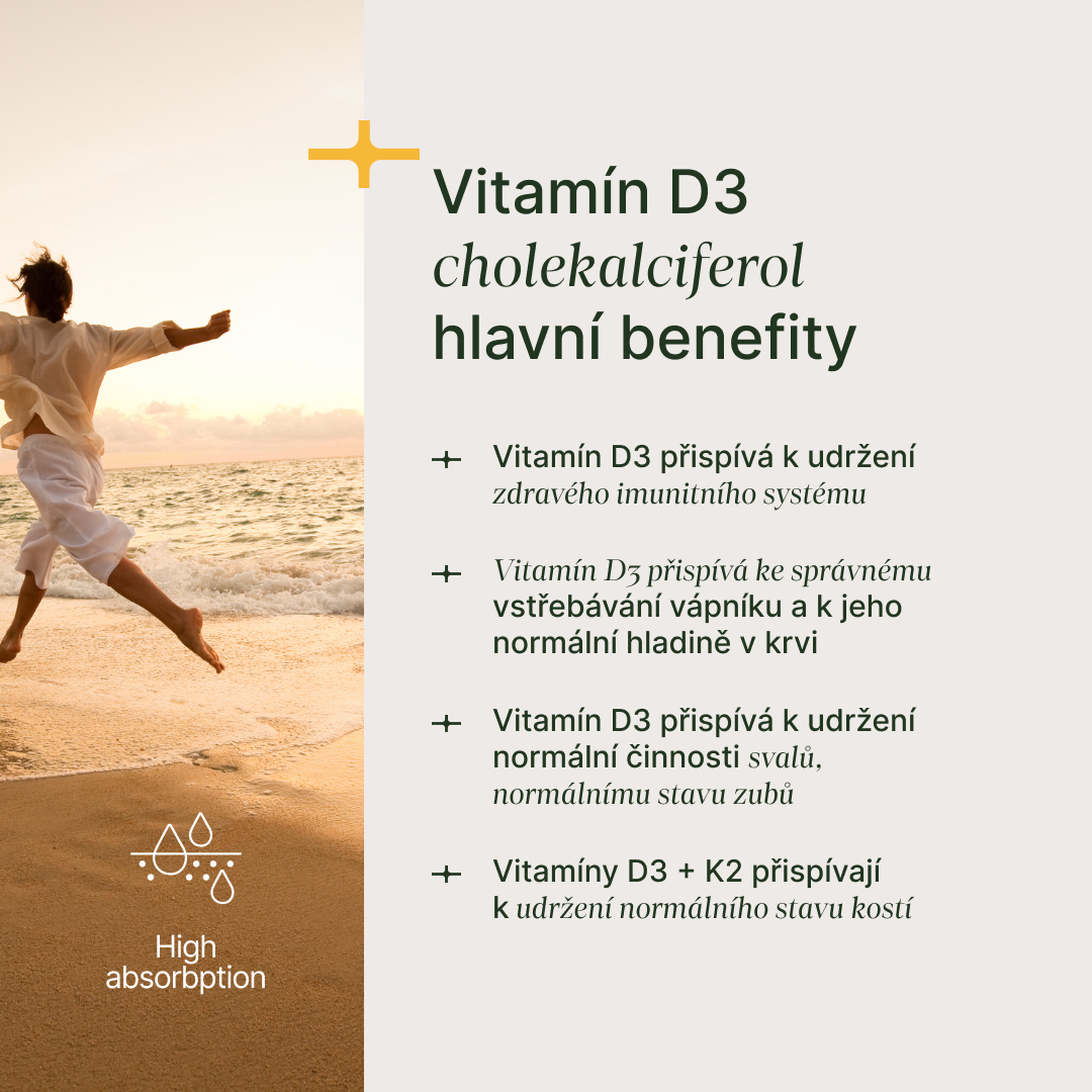 Vegan vitamín D3 2000 IU z mořské řasy pro imunitu, zdraví kostí a zubů, bez GMO