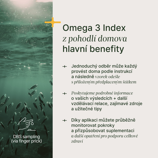 Odběrová sada Omega 3 Index pro analýzu mastných kyselin z kapky krve doma