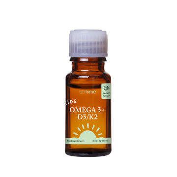 Dětské kapky Kids Omega 3 + D3/K2 s omega-3 DHA EPA pro zdravý vývoj, podporu imunity a zraku.