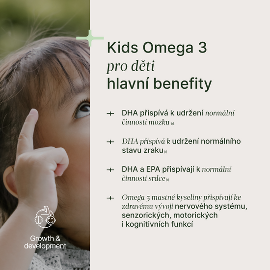 Kids Omega-3 doplněk pro vývoj mozku a zraku s olejem z mikrořas a citronovou příchutí