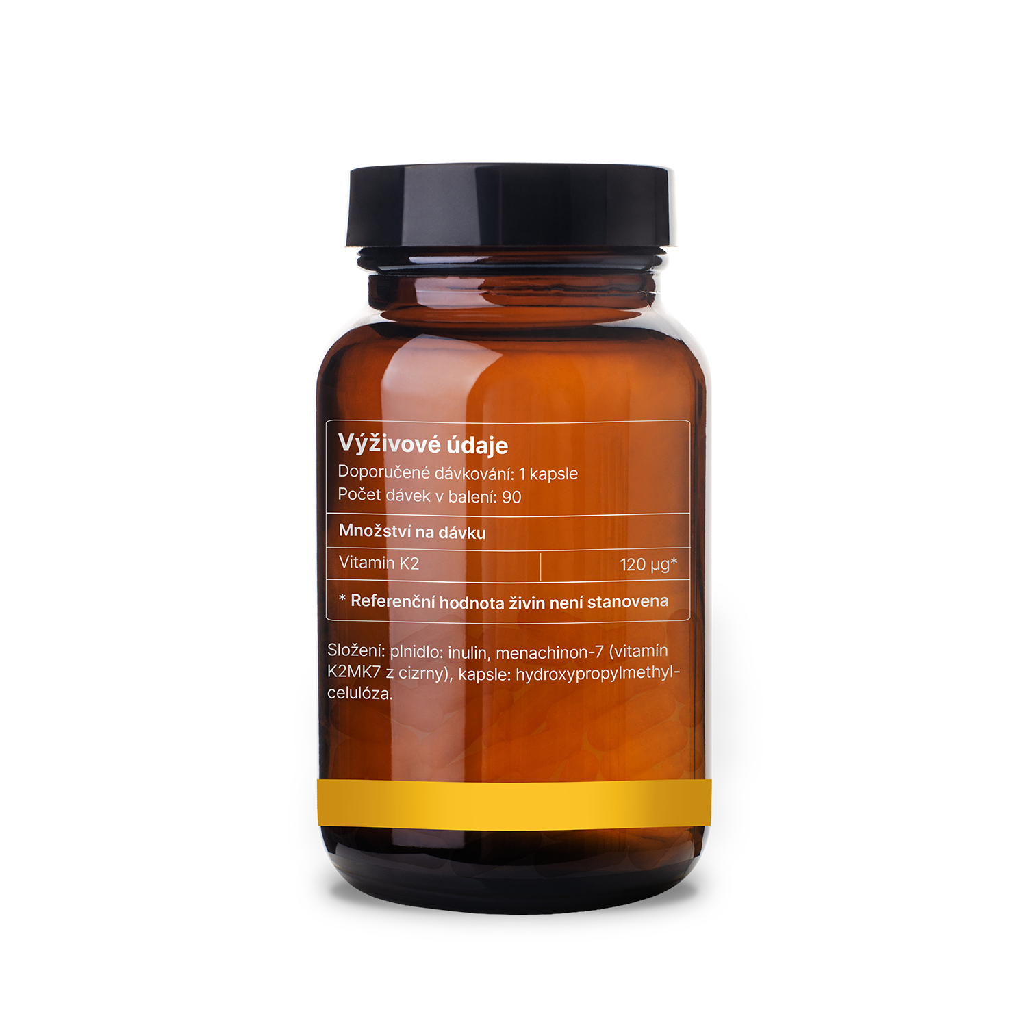 Vitamín K2-MK7 získaný fermentací z cizrny pro zdraví kostí, zubů a srdce, bez GMO a konzervantů.