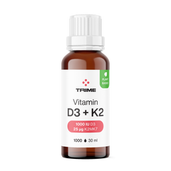 Vitamín D3 + K2, 1000 IU D3 / 25μg K2-MK7