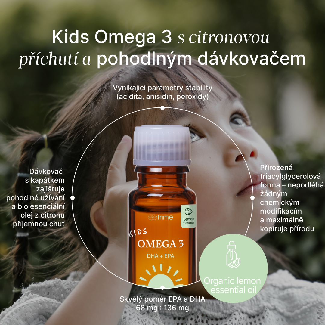 Kids Omega-3 doplněk s EPA a DHA pro vývoj mozku a zraku dětí s citrusovou příchutí