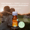 Dětský doplněk omega-3 DHA EPA s vitamíny D3 a K2 pro zdravý vývoj, citrusová příchuť, přírodní omega-3 z mikrořas.