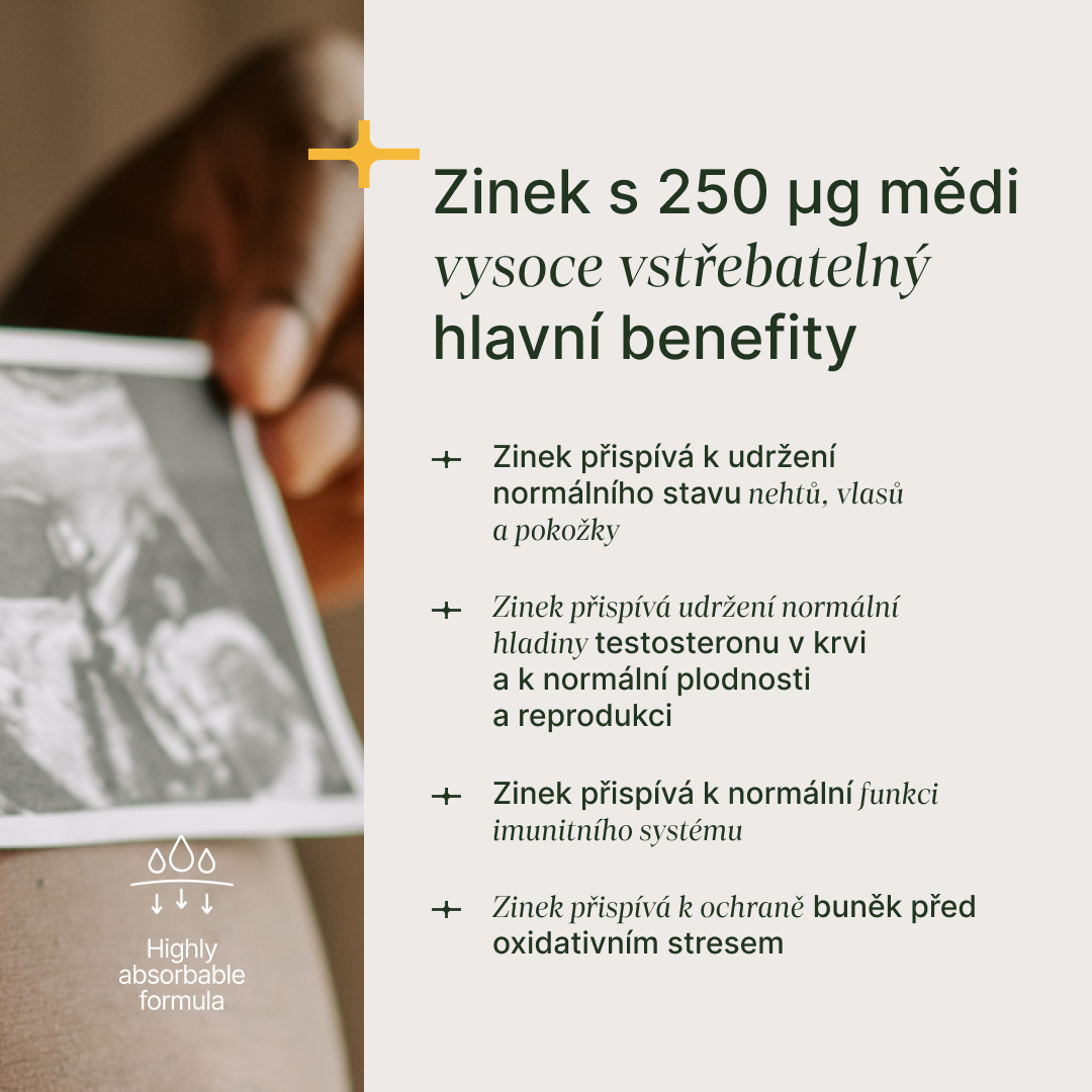 Zinek chelát 15 mg s mědí pro lepší vstřebávání a podporu imunity